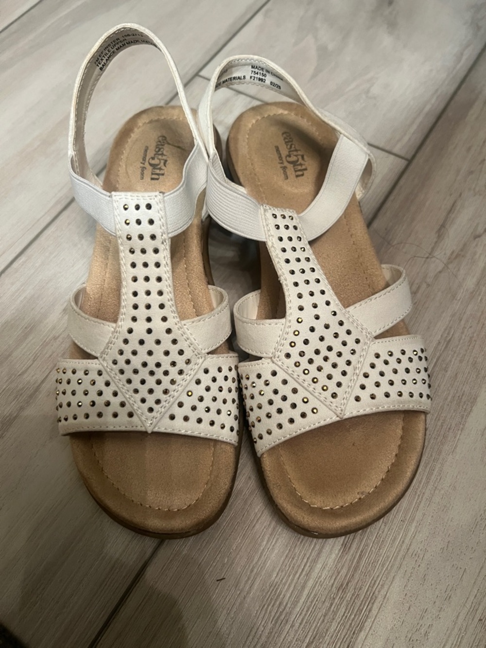 East 5th White Studded Sling Sandals